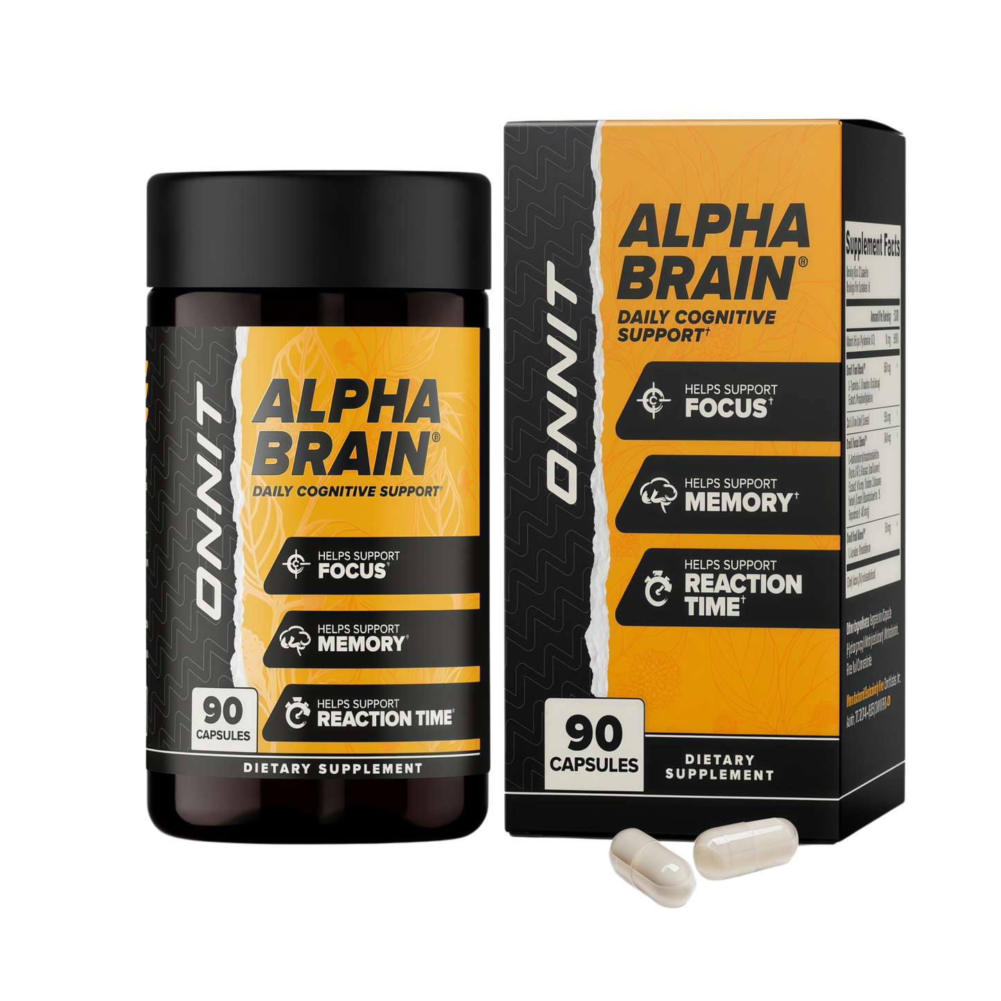 ONNIT Alpha Brain Nootropic BrainSupplement for Focus, Memory, Mental Clarity,Cognitive Support with L-Theanine andVitamin B6, 90 Count
