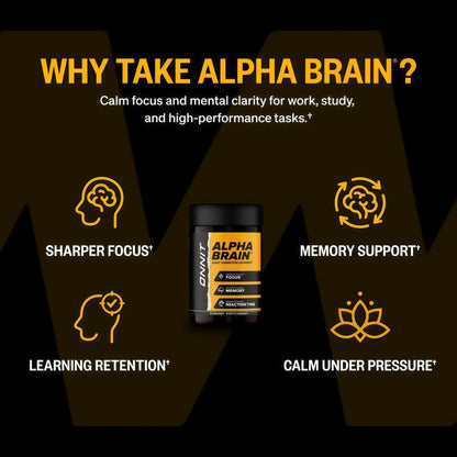 ONNIT Alpha Brain Nootropic BrainSupplement for Focus, Memory, Mental Clarity,Cognitive Support with L-Theanine andVitamin B6, 90 Count
