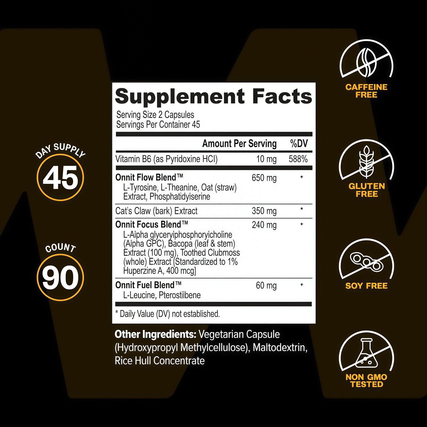 ONNIT Alpha Brain Nootropic BrainSupplement for Focus, Memory, Mental Clarity,Cognitive Support with L-Theanine andVitamin B6, 90 Count