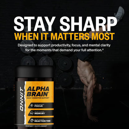 ONNIT Alpha Brain Nootropic BrainSupplement for Focus, Memory, Mental Clarity,Cognitive Support with L-Theanine andVitamin B6, 90 Count